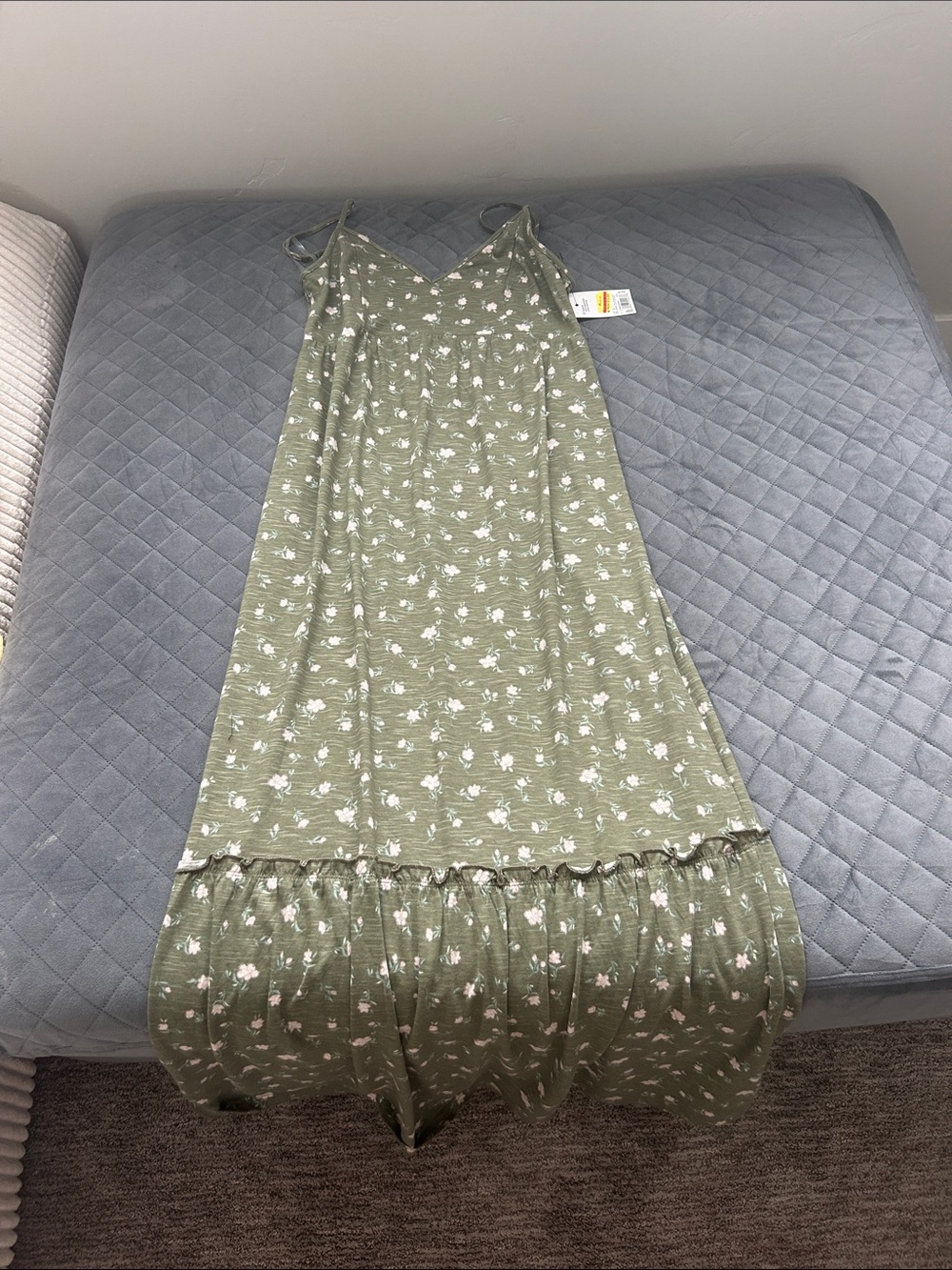 Cat & Jack Olive Green Floral Maxi Dress